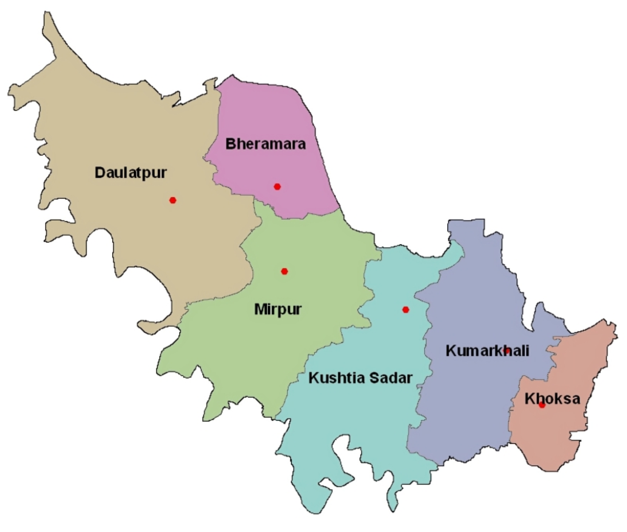 কুষ্টিয়া জেলার মানচিত্র