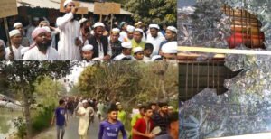 মিছিল করতে করতে জঙ্গী কায়দায় প্রধান শিক্ষকের বাড়ীতে হামলা ও ভাংচুর