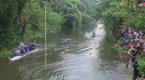 14 23 কুষ্টিয়ায় ব্যতিক্রমী কলাগাছের ভেলা বাইচ